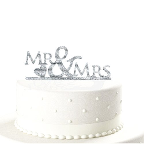 Oblique-Unique® Mr & Mrs Hochzeitstorte Topper Acryl Silber Glitzernd Kuchendeckel Hochzeit