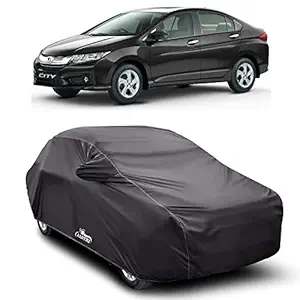 ROYALS CHOICE Water Resistant Car Cover for Honda City i-VTEC (Gray with Mirror Pocket)