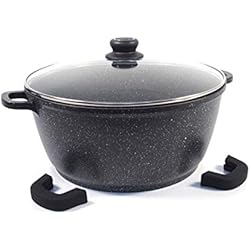 Cflagrant® Faitout Façon Pierre avec Couvercle Tous Feux Dont Induction sans PFOA Cuisson sans Matière Grasse Revêtement en Greblon C3+ de Technologie Allemande (28)