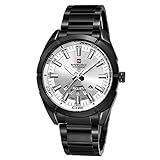 YSCCSY Männer Uhren Business Quartz 30M Wasserdicht Uhren Herren Edelstahl Band Auto Datum Armbanduhren Multifunktions Analog Digital Shock Resistant Casual Handgelenk Für Männer,White