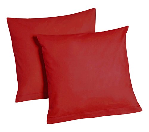 Kissenhüllen Kissenbezüge Renforcé 80×80 cm 2er-Set (Rot) - 2