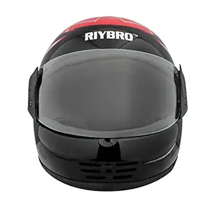 Coffars Expanded Polystyrene Full Face Bike Riding Helmet with Plain Visor for Men (Medium Classic Black, Red )