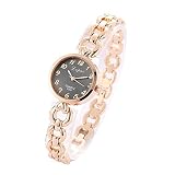Filfeel Uhr, Frauen Quarzwerk Analoganzeige Alloy Round Dial Armband Uhr Armbanduhr(oldarmband schwarzes Zifferblatt)
