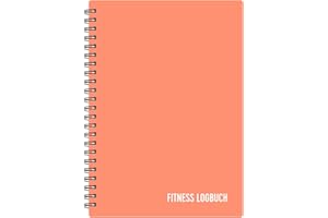 ‎FL FITNESS LOGBOOK Fitness Logbuch Plastik-Cover Schwarz - undatiertes Workout-Tagebuch – A5-Format, dickes Papier, starke Bindung – stilvolles und minimalistisches Trainingstagebuch … (Deutsch, Pfirsich)