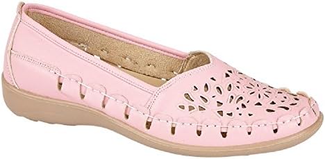 Women's Ladies Slip On Casual Summer Shoe With Cut Out Pattern (UK 6, Pink)