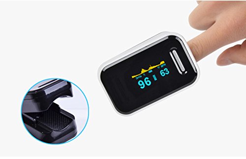 Pulsox – Fingerpuls Oximeter mit Farbanzeiger und Alarm, Hülle, Batterien, Umhänger, 5-sprachige Anleitung – 2 Jahre Garantie – CE Sicherheits-Zertifikate – SCHWARZ - 4