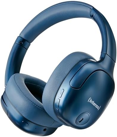 Intenso O400HA Cuffie Over-Ear – Hybrid Active Noise Cancelling, fino a 75 ore di autonomia e Bluetooth 5.3, con modalità musica, modalità trasparente e tempo di ricarica veloce, blu