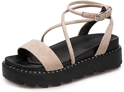 XZGC Sandals Women Summer Thick-Soled Turtleneck Student Roman Shoes, 3 UK, Light Color