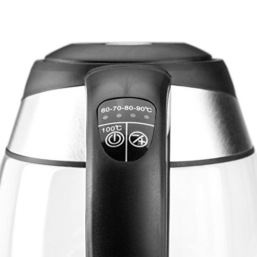 Ultratec LED Wasserkocher WK50, Edelstahl/Glas Wasserkocher, 1.8 Liter, 2200 Watt - 3