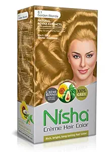 Nisha Cream Permanent Hair Color Long Lasting Fashion Highlights (60Gm+90Ml Each Pack) Golden Blonde (Pack Of 1)