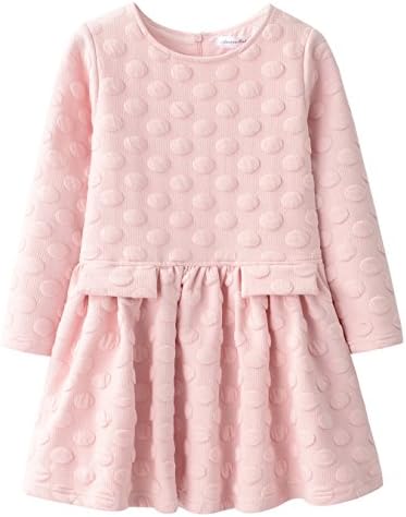 AuroraBaby Little Big Girls Casual Thick Warm Dresses Long Sleeve Pink Dress For Girls 12-13 Years4