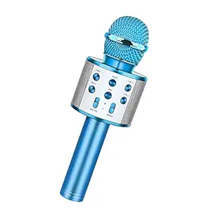 Wireless Bluetooth Karaoke Microphone,Rechargeable Kids Microphone Karaoke Machine,Professional Handheld Karaoke Mic Speaker Home KTV Kids Outdoor Birthday Party - Best Gifts for Kids Adults (Blue)