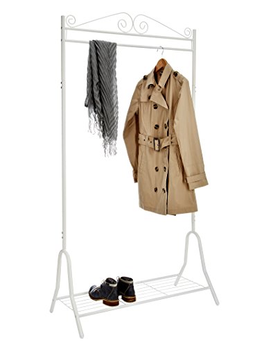 Garderobe Metall weiß 46 x 90 x 172 cm | Stahlgestell | Schuhablage - 3