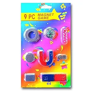 Relia Online 9 Pcs Magnet Game Kit Educating Toy for Kids for Projects / Experiments Projects for School / Magnet Game Set for Kids with Compass and Paper Clip