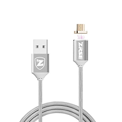 Magnetische Micro USB Kabel Nylon, BeneStellar (1 Pack 2m) High Speed USB 2.0 A Male auf Micro B Magnetische Synchronisations und Ladekabel für Android, Samsung, Huawei, HTC, Sony, Nexus, Xiaomi und mehr(Silber 6ft)