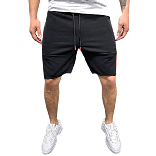 Pantalones Cortos para Hombre,JiaMeng Zipper Splice Stripe Trabajo en la Playa Pantalones Cortos para Pantalones Cortos Ocasionales Pantalones Hombre Pantalones Cortos Jogging