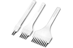 SHEENS Stanzwerkzeug, DIY Leder Werkzeug Edelstahl 2/5/10 Prong Flache Leder Meißel Handwerk Werkzeuge Prong Loch Piercing Loch Punch Tool Kit