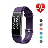 LETSCOM Fitness Armband mit Pulsmesser Fitness Tracker wasserdicht IP67, Schrittzähler, Pulsuhren, Kalorienzähler, Schlaf Monitor, Smart Armbanduhr für Kinder, Damen und Herren (Violett)