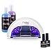 Mylee UV LED Gel Nail Curing Lamp Kit, Professional High Quality Complete Starter Kits Including Light for Fast Nail Drying Manicure & Pedicure Lamp, Mylee Prep & Wipe 250ml, Mylee Gel Remover 250ml, Bluesky Soak Off Top & Base Coat (Kit + White Lamp)