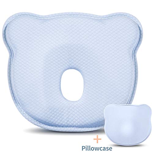 Almohada para Bebe, para Evita Plagiocefalia de Cabeza Plana/curar la Cabeza Plana in Memory Foam Antiasfixia, Almohada Bebé Cojin Cuna para Bebé Recien Nacido 0~18 Meses con Funda Lavable