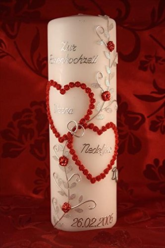 Kerze Rosenhochzeit ROH-01 mit Namen & Datum (auch mit Überschrift „Zur Hochzeit“ lieferbar) - 2