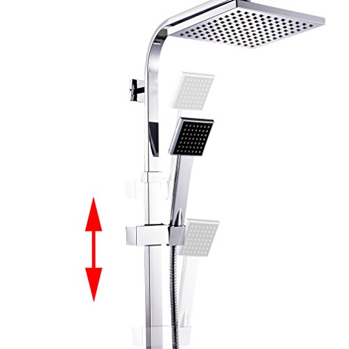 Auralum® Duschset mit Thermostat und Höhenverstellbar ca. 82 bis 122cm Kopfbrause 20x20cm Inkl. Handbrause + Kopfbrause - 7