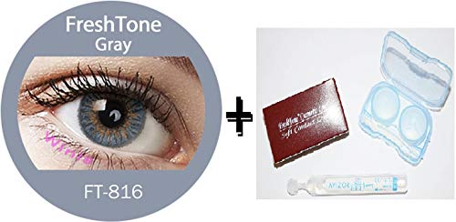 Lente de contacto de color Gray 3tons + Avizor Solution multifunción para lente 10 ml + Kit de almacenaje color aleatorio, caja incluye cortador y aplicador - 12 meses sin Correction