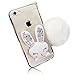 Produktbild Sunroyal Lovely Ultra Thin Faltbare Cartoon Funny Smile Bunny [Kratzfeste, Scratch-Resistant] Love Glitzer Bling Diamant Rabbit Ear Schutzhülle Transparent Bumper Zurück Zubehör Set Silikon Gel Hülle Rückseite für iPhone 5 5G 5S SE 5SE mit Standfunktion Schale Handy Tasche Case, Weiß Muster Design Hülle Handy Cover Etui