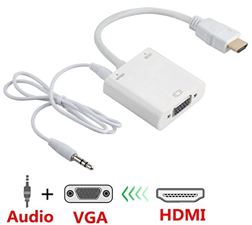 lucklystar HDMI-auf-VGA-Adapter, 1080P HDMI Männlich auf VGA Weiblich Video Konverter Kabel mit Audio-Port und Micro-USB Ladeanschluss für PC Laptop HDTV Beamer und anderen HDMI Geräten - 2