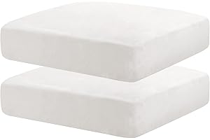 CHELZEN Housse de siège de canapé en Velours, Housse de siège élastique Haute, Housse de Protection pour Meubles, Fond élastique Doux antidérapant (1 siège*2, Blanche)