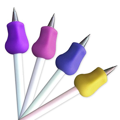 4 Stk. JUYUAN-EU Ergonomische Schreibhilfen für Stifte | Griffverdickung | Stiftehalter | 4 Pack in verschiedenen Farben für Rechtshänder und Linkshänder
