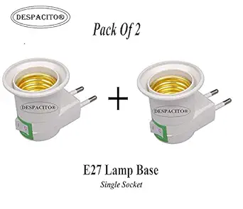 CGT Lamp Base E27 LED Light Male Socket to EU Type Plug Adapter Converter for Bulb Holder (White)