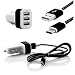 Produktbild USB 3.1 Typ C KFZ Ladekabel 2.1A + 2.0A + 1.0A 3-fach Ladeadapter Auto 12 V Ladegerät mit Nylonummantelung - USB Kabel für Samsung Galaxy, Oneplus, Sony Xperia, LG, Nexus, HTC mit Type C Connector in Schwarz