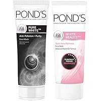 Pond's Pure White Anti Pollution With Activated Charcoal Facewash, 100g And Pond's White Beauty Spot Less Fairness Face Wash, 200 g