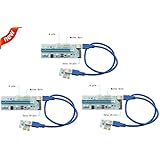 LongXi (3 Pack)LX-77X PCI-E PCI 1x to 16x PCIE USB 3.0 Express Riser Card GPU Graphic Card Crypto Currency Mining（PCIE 6Pin + Molex 4pin + Sata 15pin power supply）3 kinds of interface power supply