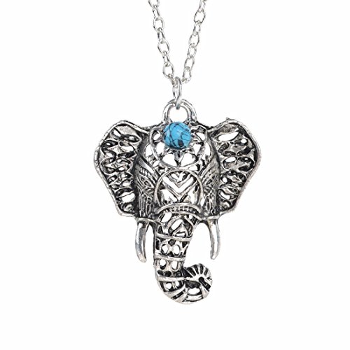 Boho Colgante con Cadena, Collar para Mujer, Plata, Elefante, Joyas, Regalos