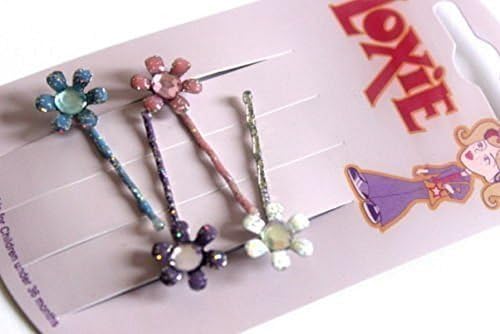 Pack of 4 Bright Coloured Diamante Floral Hair Slides/hair Grips/Kirpy Hair Grip