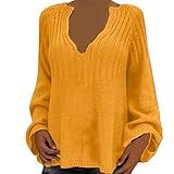 iHENGH Neujahrs Karnevalsaktion Damen Herbst Winter Bequem Lässig Mode Frauen beiläufige V Ausschnitt Lange Hülsen Feste Pullover Pullover