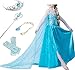 Produktbild Timesun® Mädchen Prinzessin Schneeflocke Süßer Ausschnitt Kleid Kostüme mit Diadem, Handschuhen, Zauberstab und Zopf, Gr. 98/140 (110 ( Körpergröße 110cm ), #01 kleid mit 4 Zubehör)