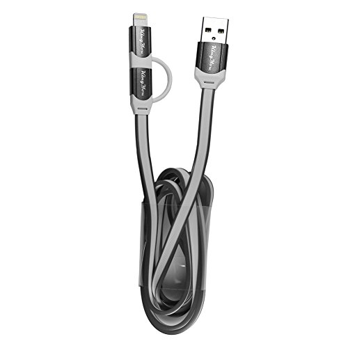 Kingyou 2 in 1 Lightning USB Kabel 1m Ladekabel USB Datenkabel geeignet für iPhone 6plus iPhone5c 5s iPad und Huawei Samsung Sony Usw Android Smartphones (Gray) - 7