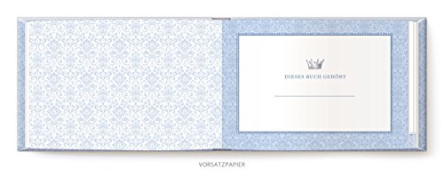 DIN A5 KREATIV DIY Album (Hardcover) “ Meine Taufe – DIE SCHÖNSTEN ERINNERUNGEN “ Nostalgisches Buch mit schöner illustrierter Krone in blau • Kleines Einschreibbuch für deine schönsten Erinnerungen zur Taufe • Viel Platz für eigene Texte, Gedichte, Gedanken, Fotos, Aufkleber usw. • mattes Papier, unliniert, DIN A5 Hardcover, 148,5 x 210 mm • EXTRA: Eine DIY Seite für selbstklebende Aufkleber zum selber ausschneiden und bekleben - 2