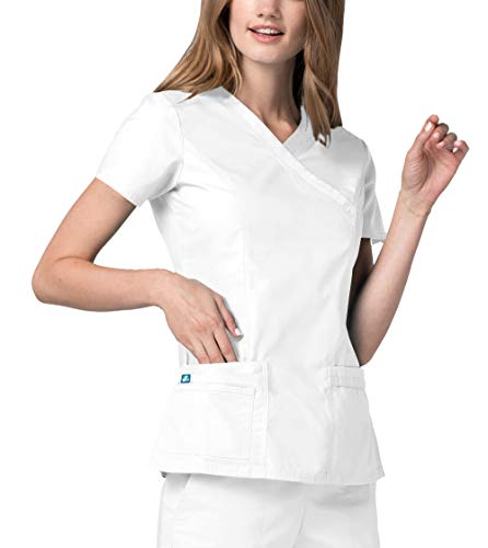 Adar Uniforms Universel Haut Blouse Portefeuille à Grande Poche à Double Couture pour Femme - 2638 Couleur: WHT | Taille: XS