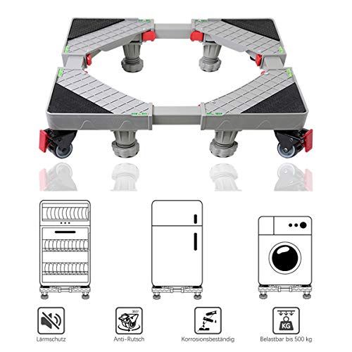 Preisvergleich Produktbild Allesin Waschmaschine Roller Trolley einstellbare Multifunktionsbeweglicher Für Trockner, Kühl Verstellbarer Sockel mit 4x2 drehbaren Gummi-Rädern und 4 stabilen Füßen