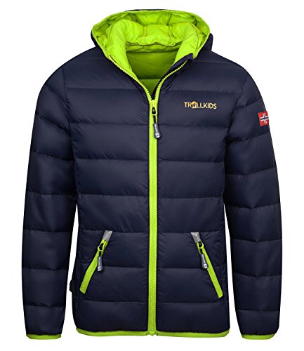 Trollkids Kinder leichte Daunenjacke Dovrefjell, Marineblau / Zitrone, Gre 104