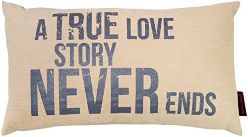 Zierkissen Emotion 30x50 cm A true Love Story... aus der Serie Zitate Emotion im angesagten Siebdruck (kuschelig gefüllt) Farbe 071 Beige