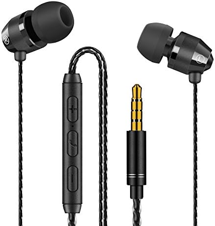 Earphones Emmabin Heavy Bass Dynamic Driver Headphones Line-in Microphone and Remote, In-ear Sports Headset with Anti-tangle Triple Cord For Running Gym iOS Android Phones Music Player iPhone