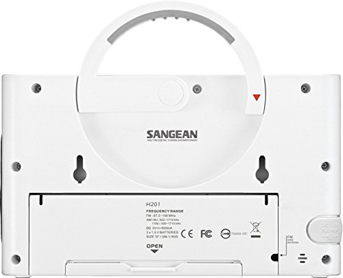 Sangean H201 tragbares Duschradio (UKW/-MW Tuner, wasserdicht, LED-Taschenlampe, Tragegriff) weiß - 3