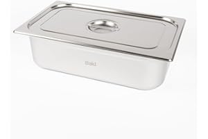 Baki Stainless Steel Gastronorm Container 1/1 Food Pan 65, 100, 150 mm Deep with & Without Lid (150mm Deep with Lid)