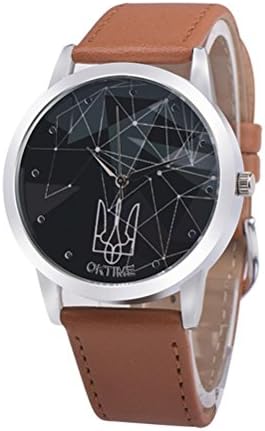WINWINTOM Leather Band Analog Quartz Wrist Watch Brown