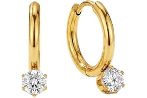 PALMONAS Athena Solitaire Hoop Earrings - Waterproof & Anti Tarnish Earrings | Durable, Lightweight, & Comfortable Jewellery for Women | Gift For Women & Girls